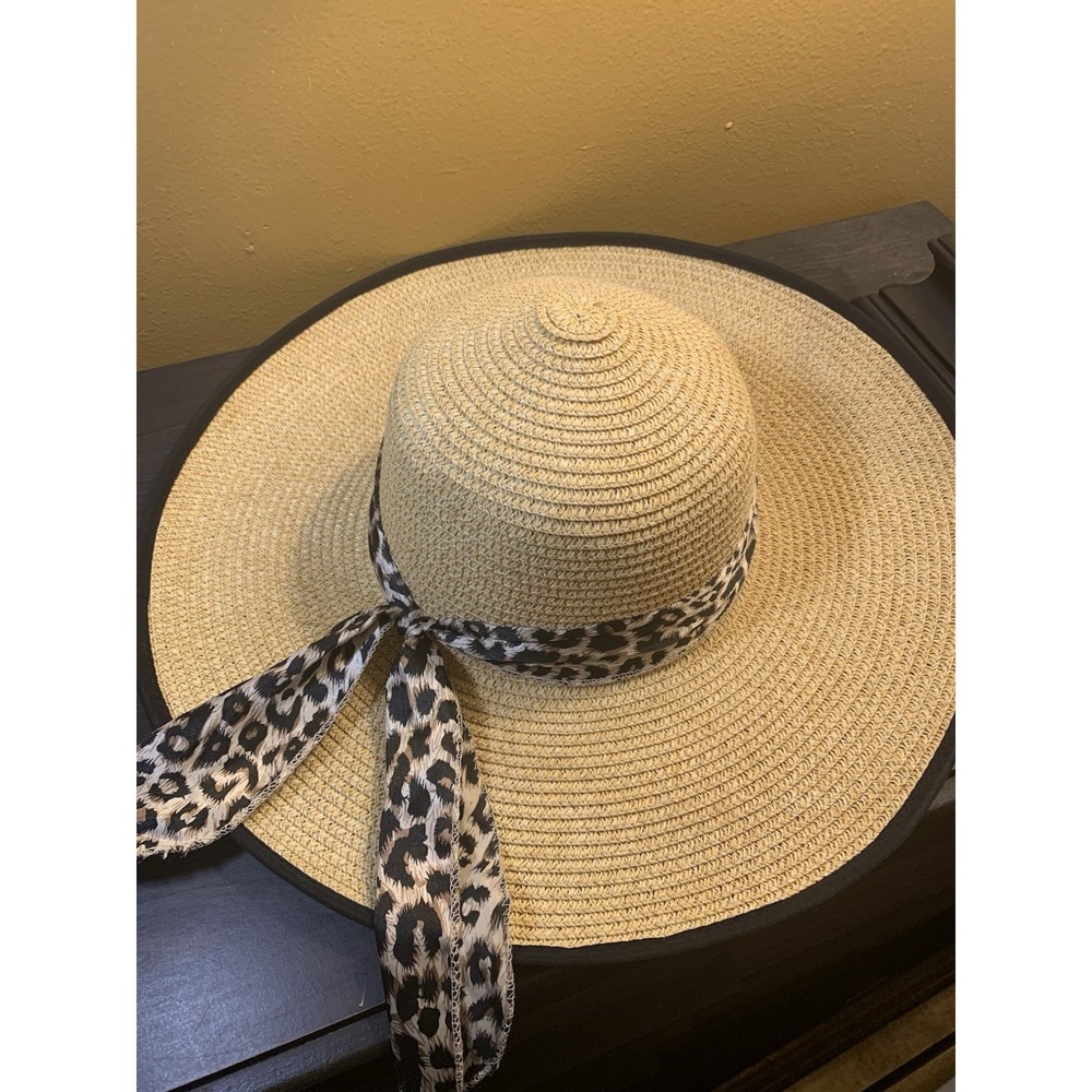 Royal Road Trading Co Straw Sun Hat Polka Dot Band Tan Women One Size‎ OSFM